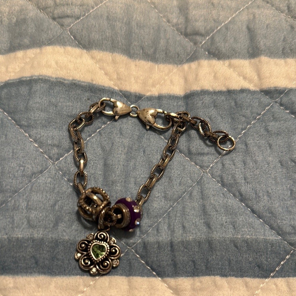 Brighton Silver and Purple Charm Bracelet